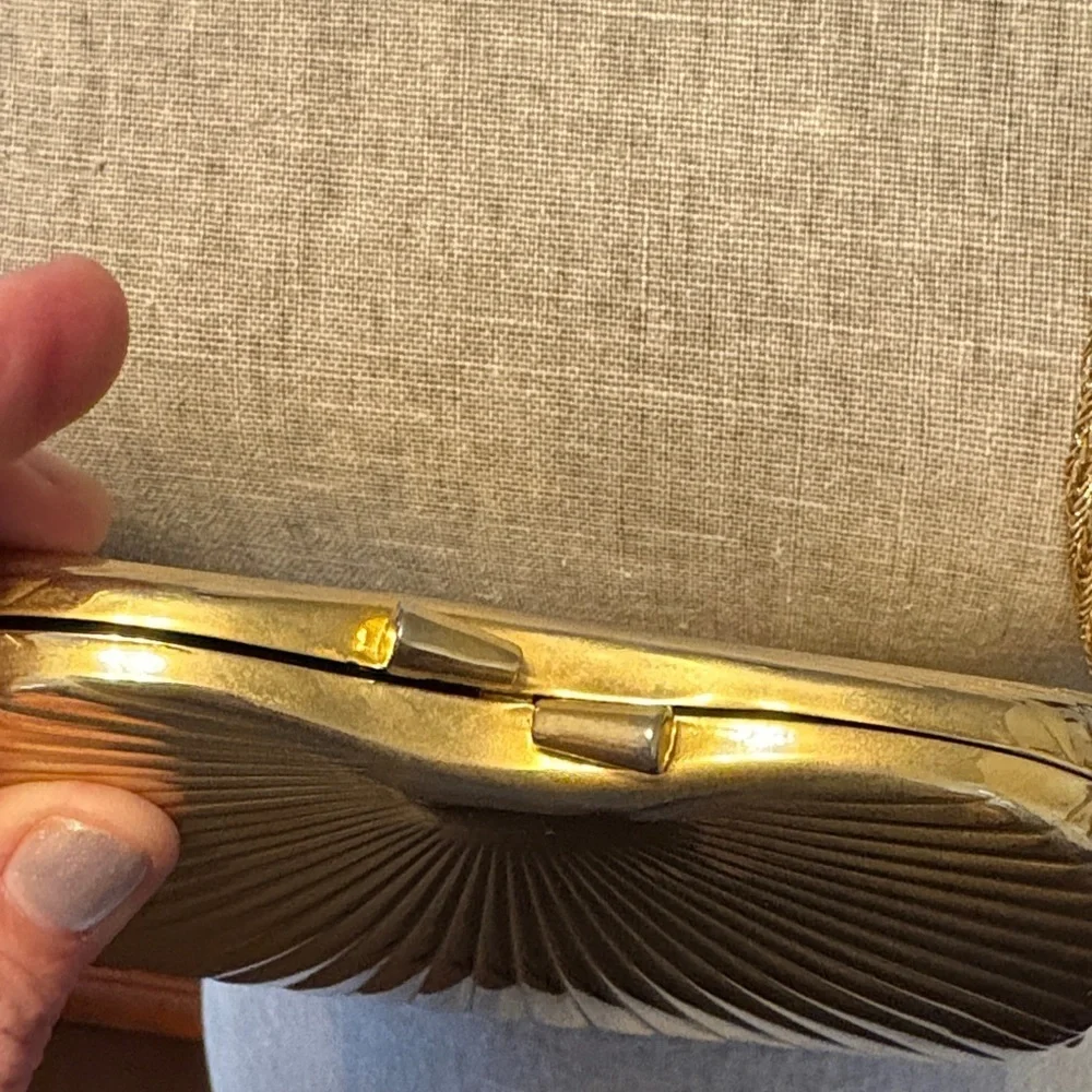 Vintage Saks Fifth Avenue Gold Shell Clutch
